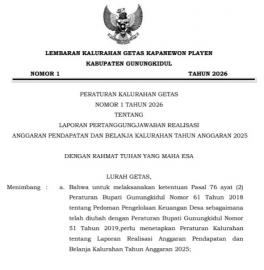 Peraturan Kalurahan getas Nomor 1 Tahun 2026 Tentang Laporan Pertanggungjawaban Realisasi Anggaran P